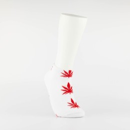 Kojinės vyrams itin trumpos "Weed" (balta/raudona)