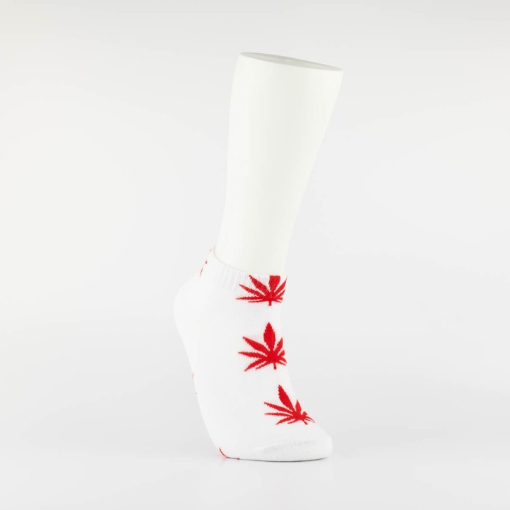 Kojinės vyrams itin trumpos "Weed" (balta/raudona)