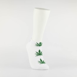 Kojinės vyrams itin trumpos "Weed" (balta/žalia)
