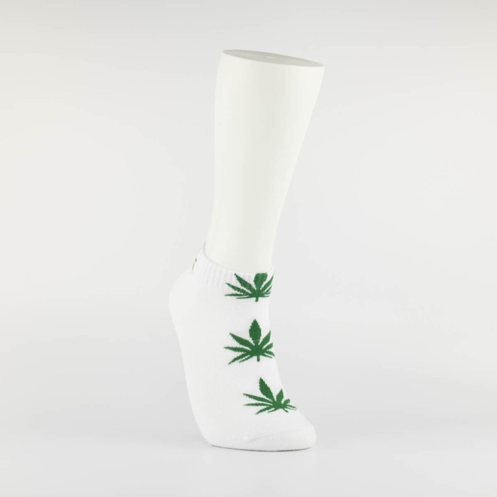 Kojinės vyrams itin trumpos "Weed" (balta/žalia)