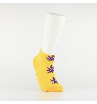 Kojinės vyrams itin trumpos "Weed" (geltona/violetinė)