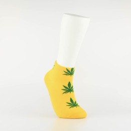 Kojinės vyrams itin trumpos "Weed" (geltona/žalia)| Noriu kojinių