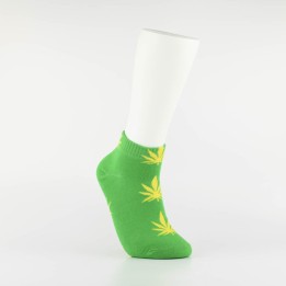 Kojinės vyrams itin trumpos "Weed" (žalia/geltona)