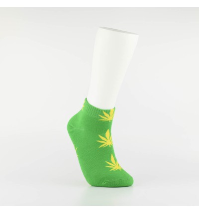 Kojinės vyrams itin trumpos "Weed" (žalia/geltona)