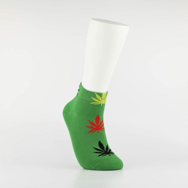 Kojinės vyrams itin trumpos "Weed" (žalia/marga)