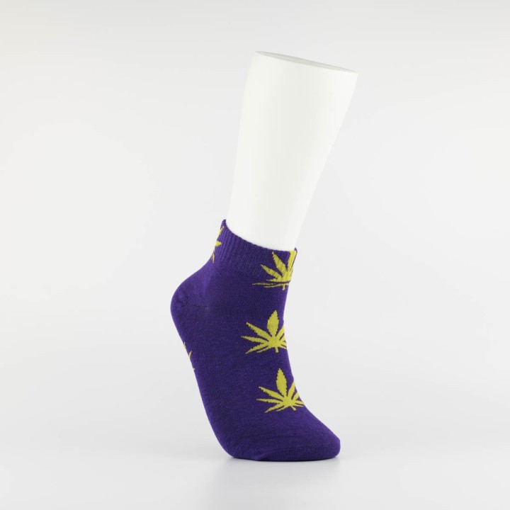 Kojinės vyrams itin trumpos "Weed" (violetinė/geltona)