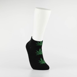 Kojinės vyrams itin trumpos "Weed" (juoda/žalia)