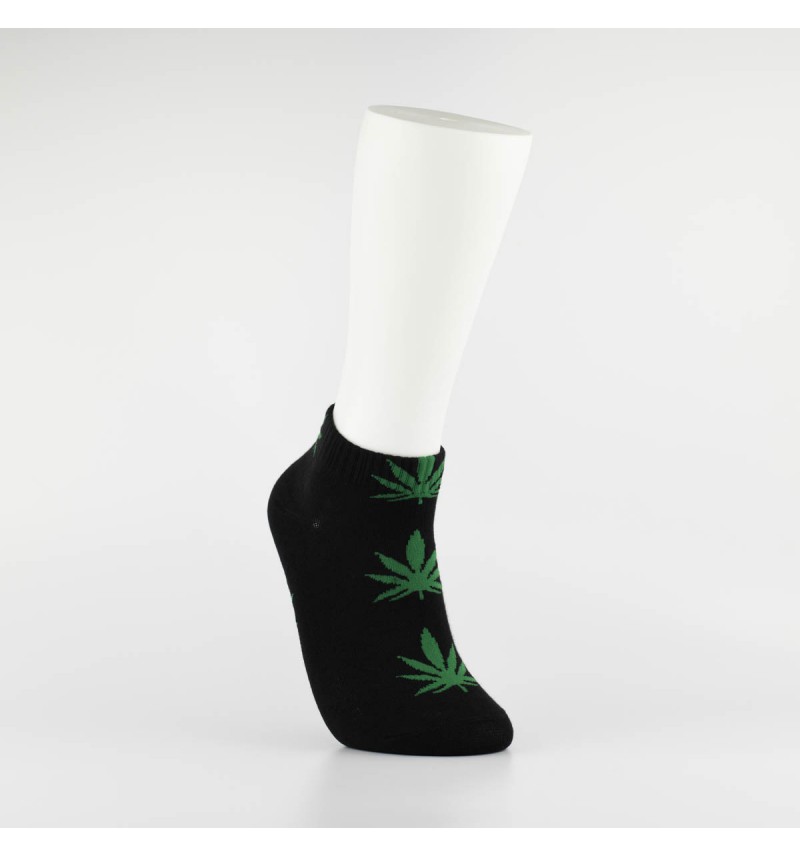Kojinės vyrams itin trumpos "Weed" (juoda/žalia)