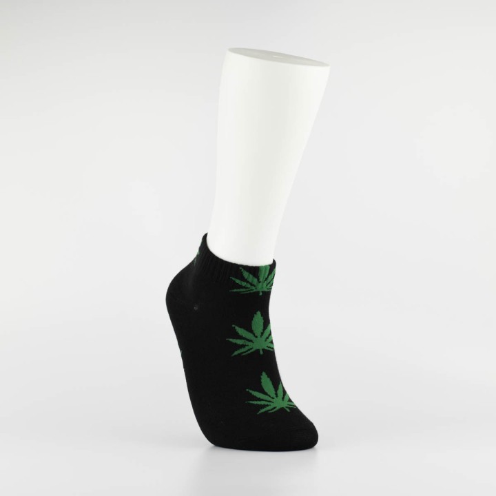 Kojinės vyrams itin trumpos "Weed" (juoda/žalia)