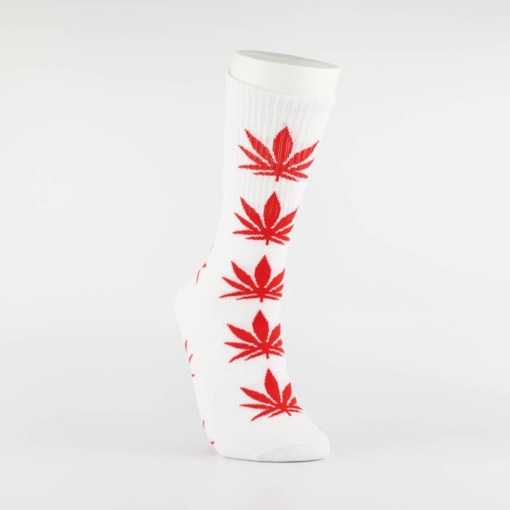 Kojinės vyrams "Weed" (balta/raudona)