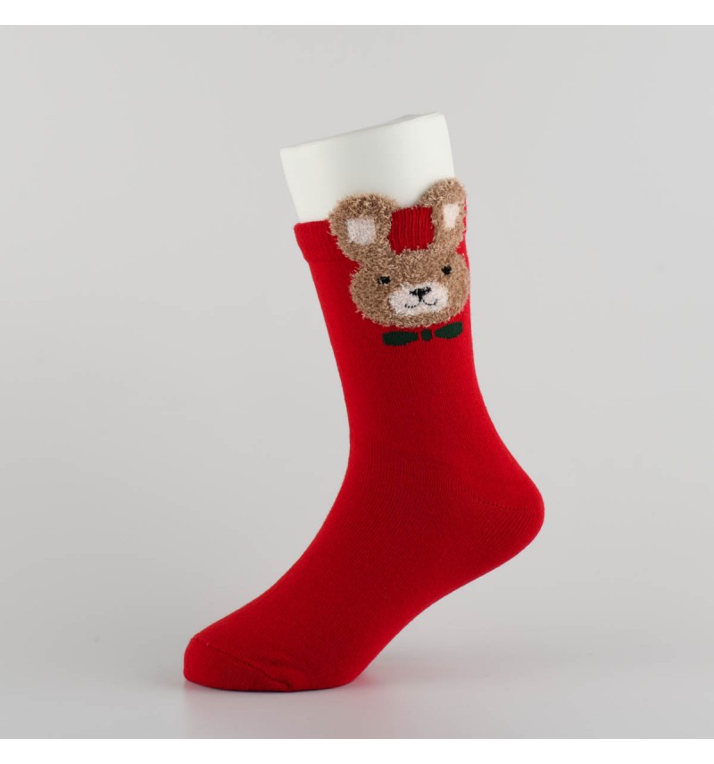 Šventinės kojinės vaikams "Kalėdų kiškutis" (raudona)