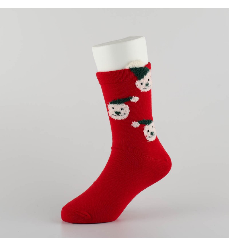 Šventinės kojinės vaikams "Kalėdų meškučiai" (raudona)