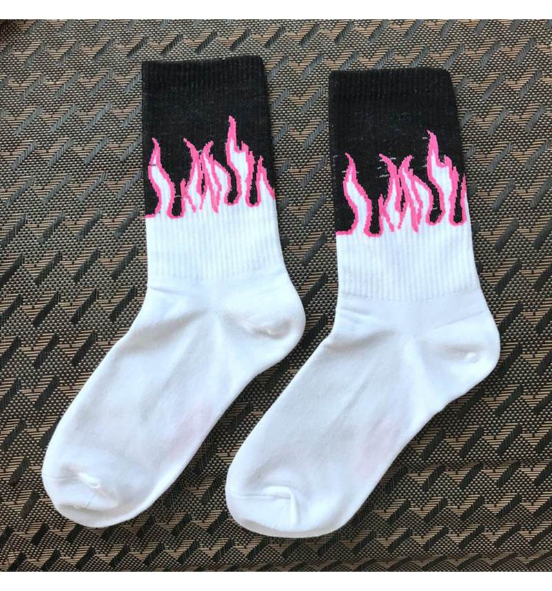 Spalvotos kojinės "FIRE" (balta/juoda)