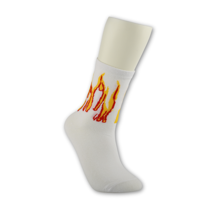 Spalvotos kojinės "FIRE" (balta/balta)