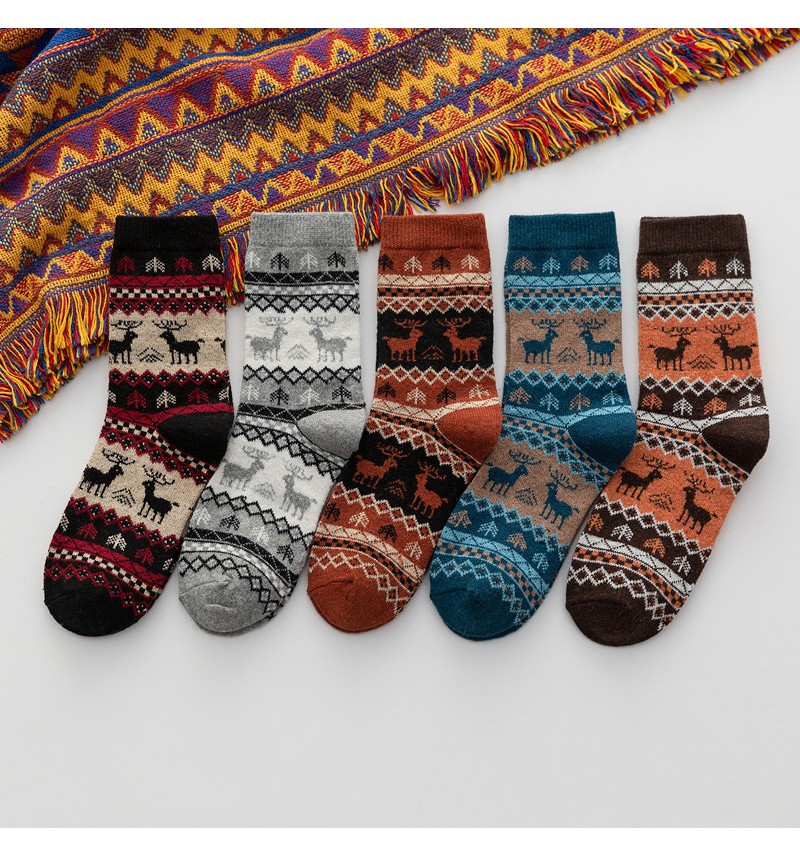 Norvegiškų raštų kojinės "Briedžiukai"