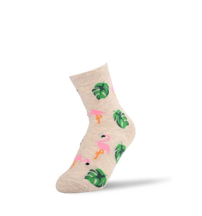 Moteriškos kojinės "Rožiniai pelikanai" (šviesiai pilkos)